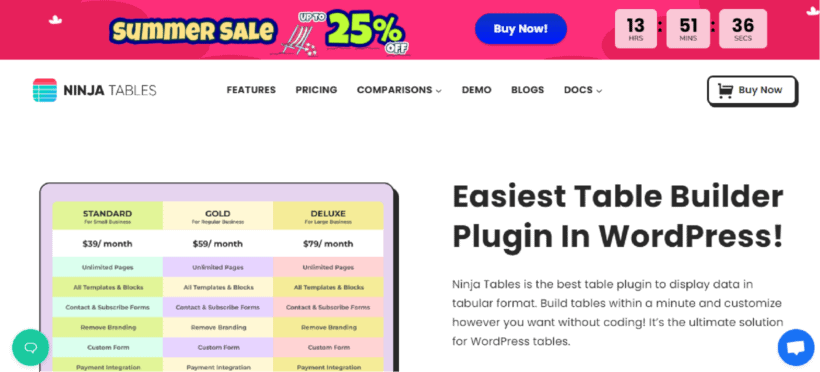 Best WooCommerce Product Table plugin - Ninja Tables