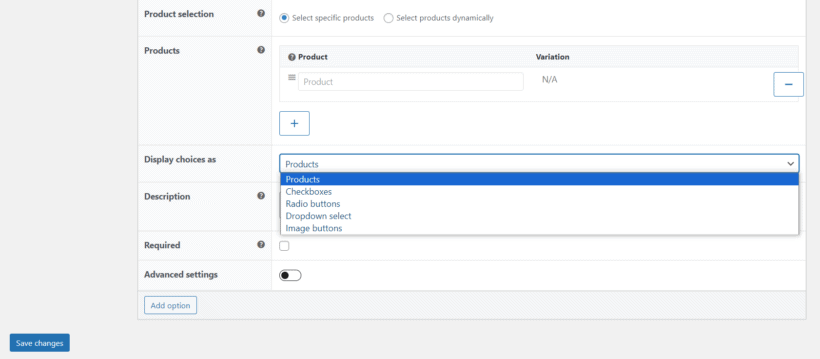 more woocommerce collection product options