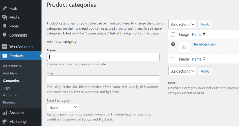 woocommerce product category editor page