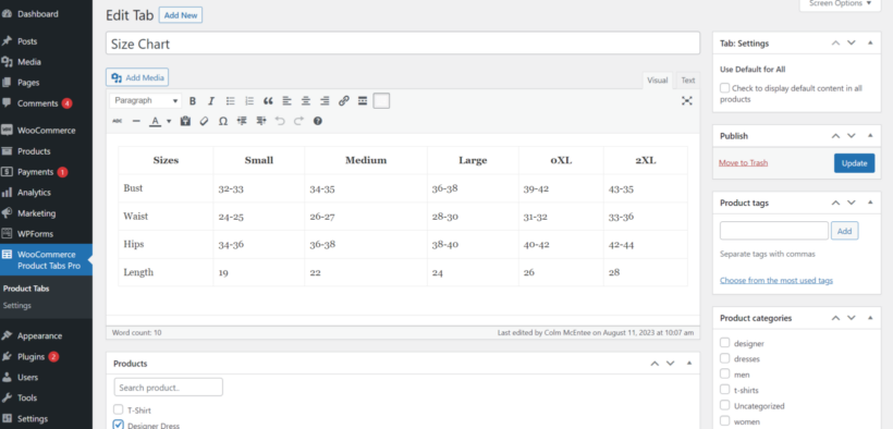 Create HTMl table