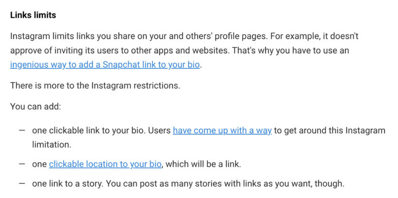 Links Limits for Social Media Sharing