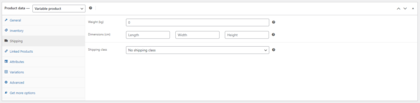 Product Data Metabox - Shipping Tab