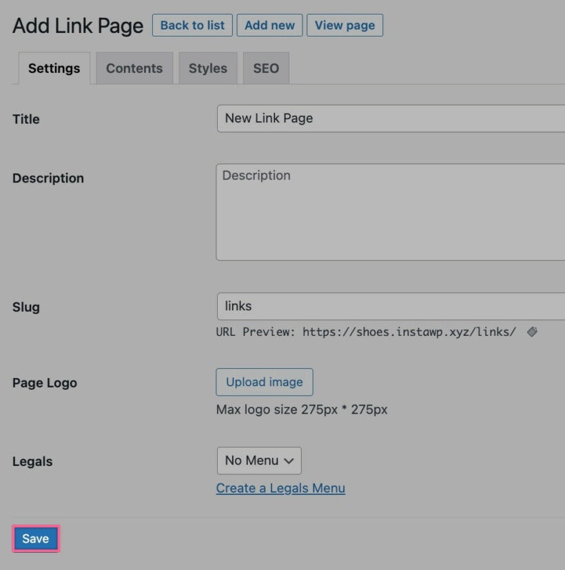 Save Link in WordPress