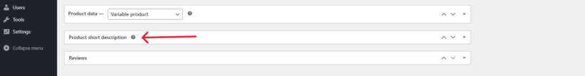 WooCommerce Product Data - Product Short Description