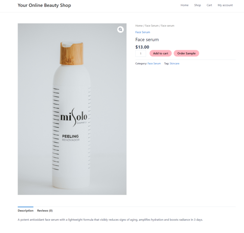 WooCommerce Product Sample_single product page