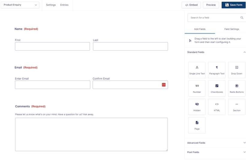 Gravity Forms form builder