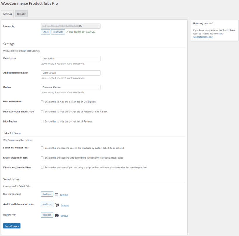 Plugin settings