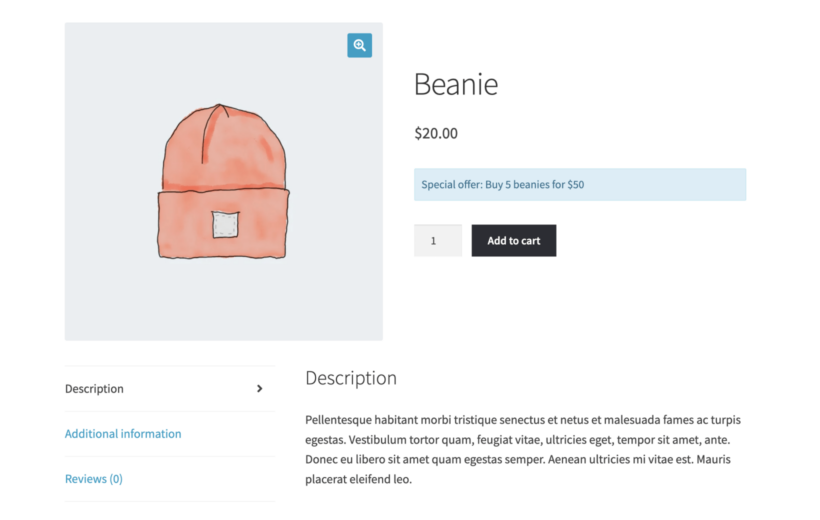 WooCommerce Discount Manager display product page content