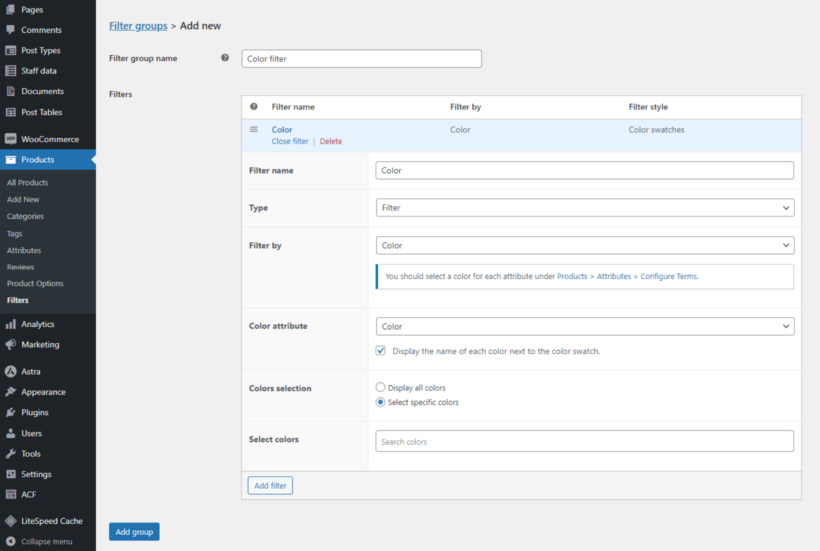 WooCommerce filter by color 3