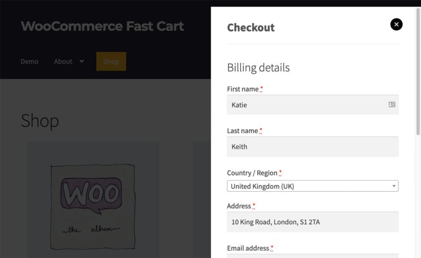 WooCommerce Fast Cart side checkout