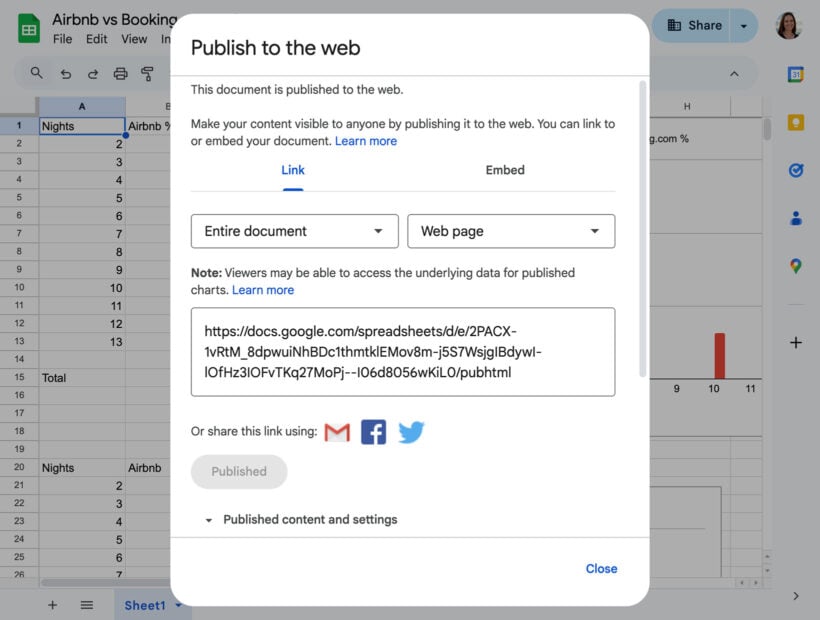 Google Sheets Link Code for WordPress