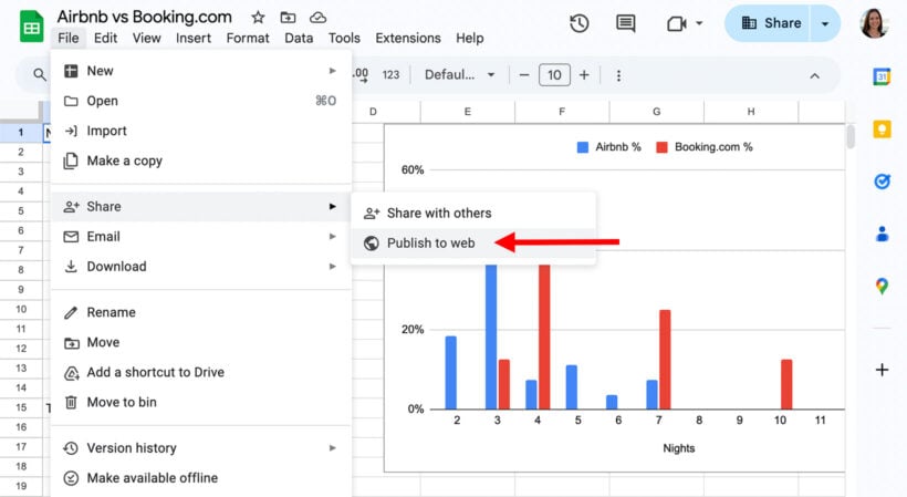 Publish Google Sheet to Embed in WordPress