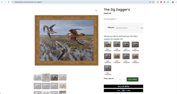 Select picture framing options with WooCommerce Product Options