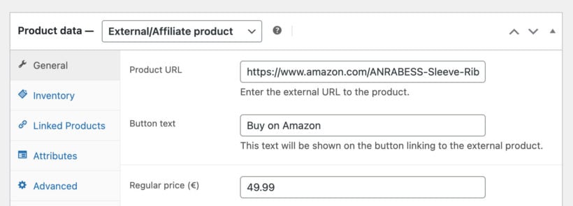 WooCommerce create external affiliate product