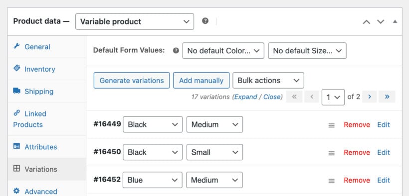 WooCommerce create variable product type
