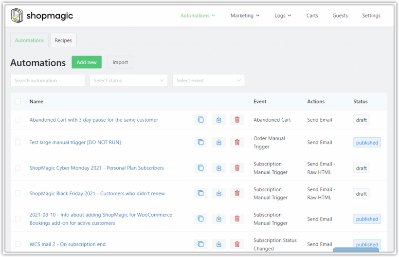 Shopmagic email integration for WooCommerce