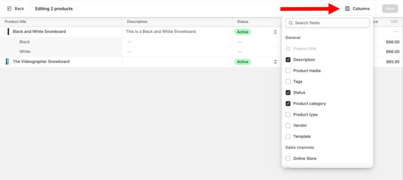 Shopify bulk edit product description