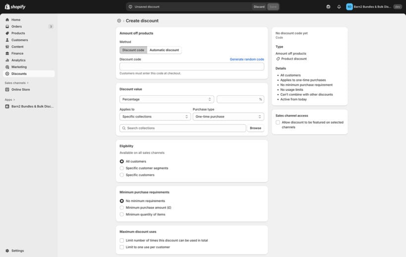 Create Shopify native automatic discount