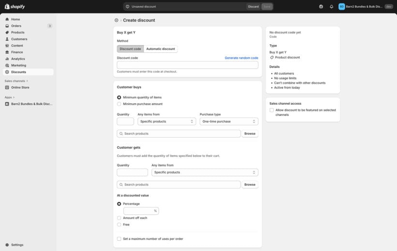 Shopify buy X get Y automatic discount