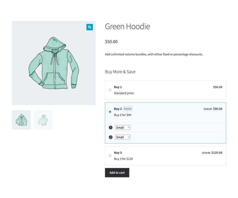 WooCommerce volume bundles screenshot