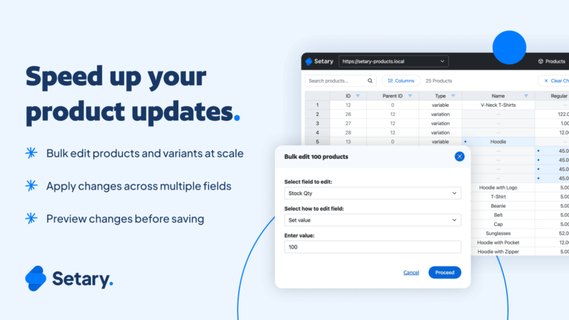 Setary for Shopify bulk spreadsheet editor banner