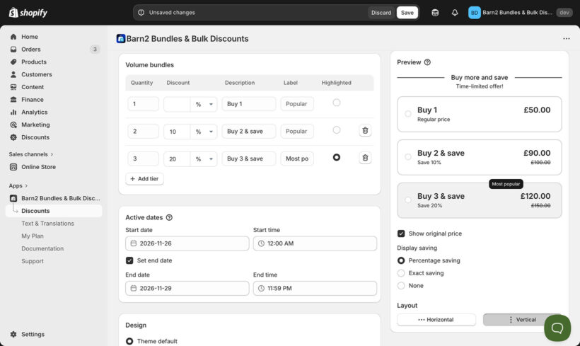 Barn2 Bundles & Bulk Discounts time limited offer schedule start and end sale dates and times