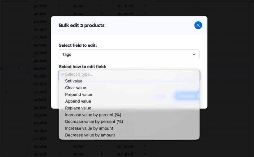 Bulk edit product tags Shopify app
