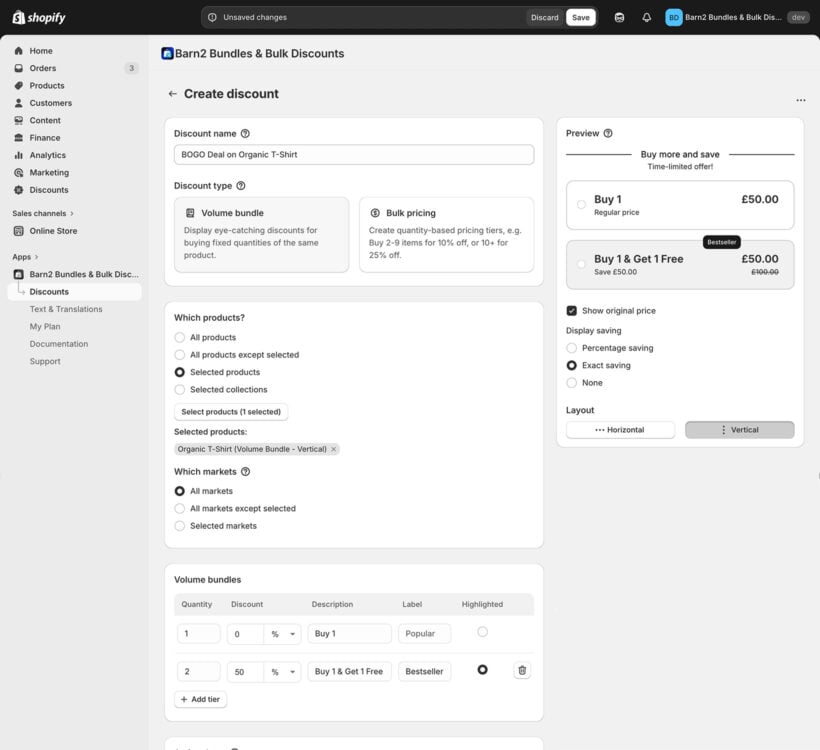 How to create BOGO deal with Shopify app