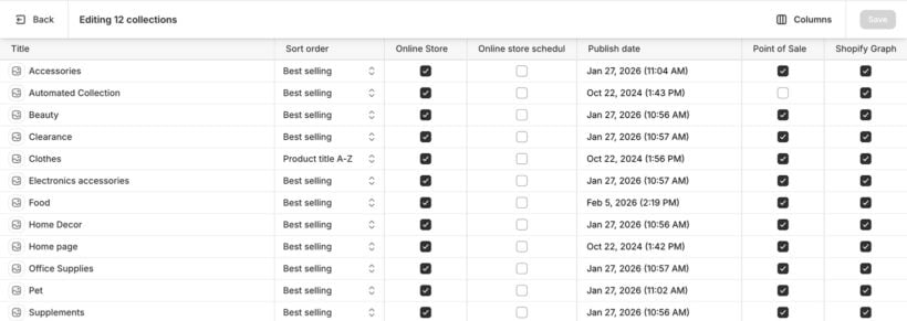 Native bulk editor for Shopify product collections