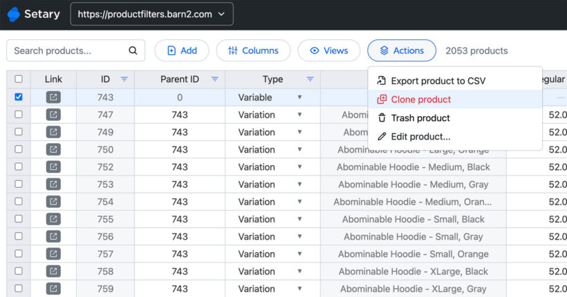 Setary duplicate or clone product