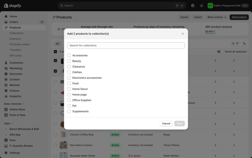 Shopify bulk add products to collections