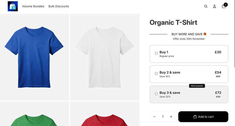 Shopify volume bundle time limited offer