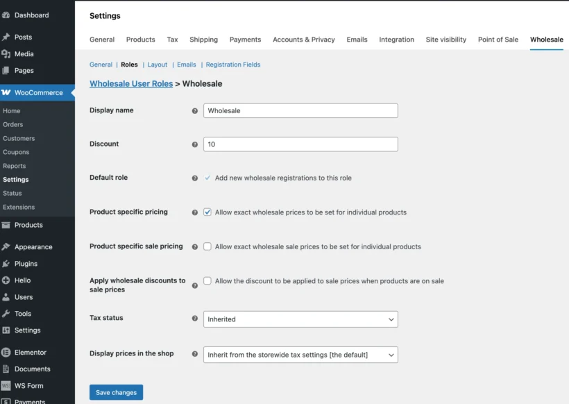 Create a wholesale website with user roles