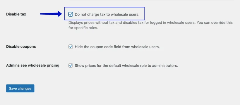 disable tax option in woocommerce wholesale pro