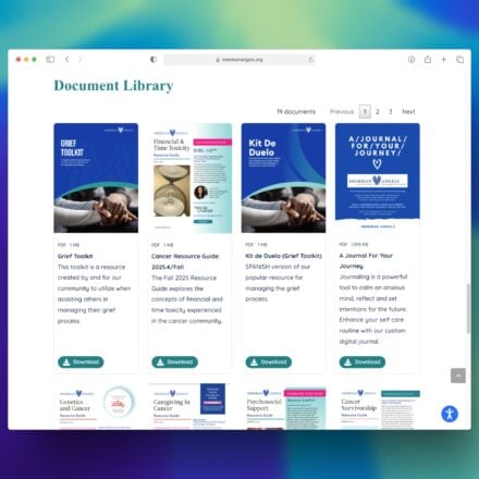 Imerman angels website. Nonprofit cancer support resource library