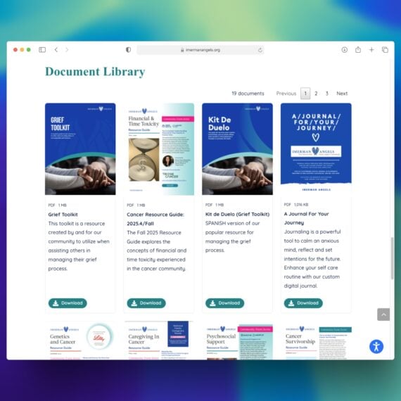 Imerman angels website. Nonprofit cancer support resource library