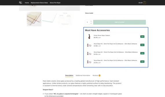 Custom product add-ons and upsells are added to the product page
