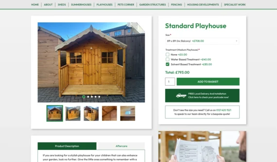 Rutland sheds sell other products that also use the WooCommerce product configurator