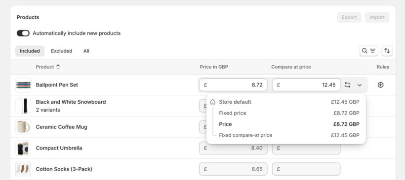Set compare at price in Shopify B2B native