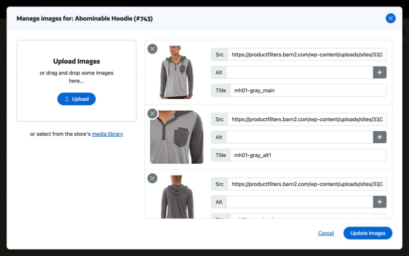 Setary bulk edit Shopify variant images
