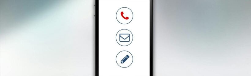 A phone and email symbol, illustrating ways to stay in touch with donors