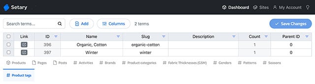 Bulk edit WooCommerce product tags Setary