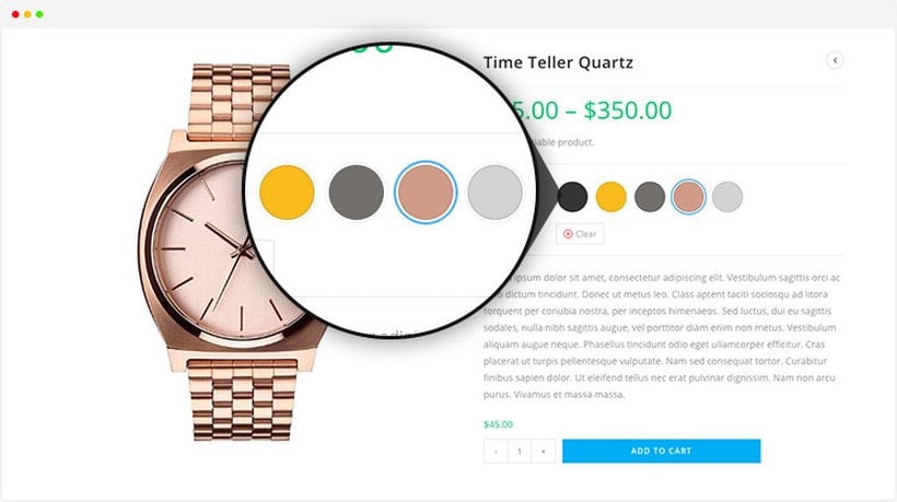 Variation Swatches for WooCommerce turning variation dropdowns into color and image swatches