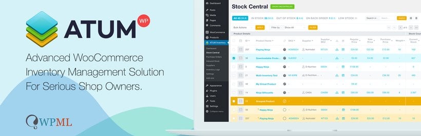 ATUM inventory management Stock Central dashboard for WooCommerce stock control