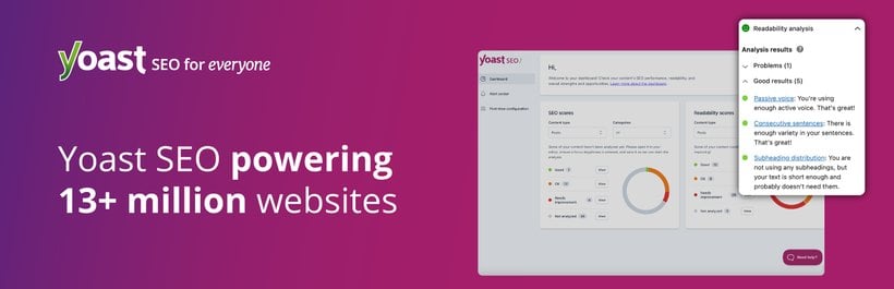 Yoast SEO plugin with a WooCommerce SEO add-on for product pages