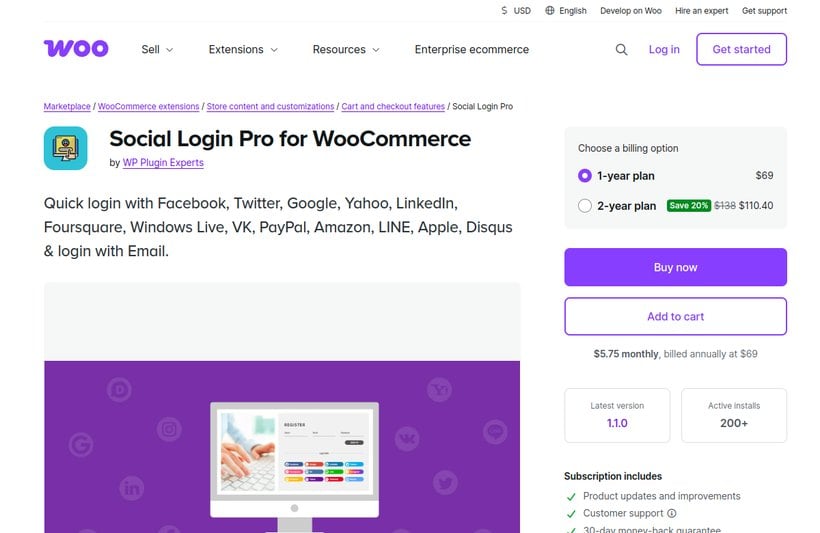 WooCommerce Social Login letting customers sign in with their social accounts