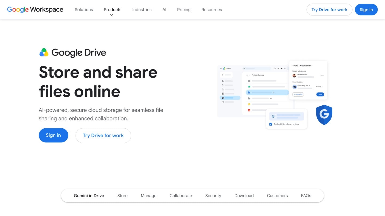 Google Drive as document library software, showing its file storage and sharing interface