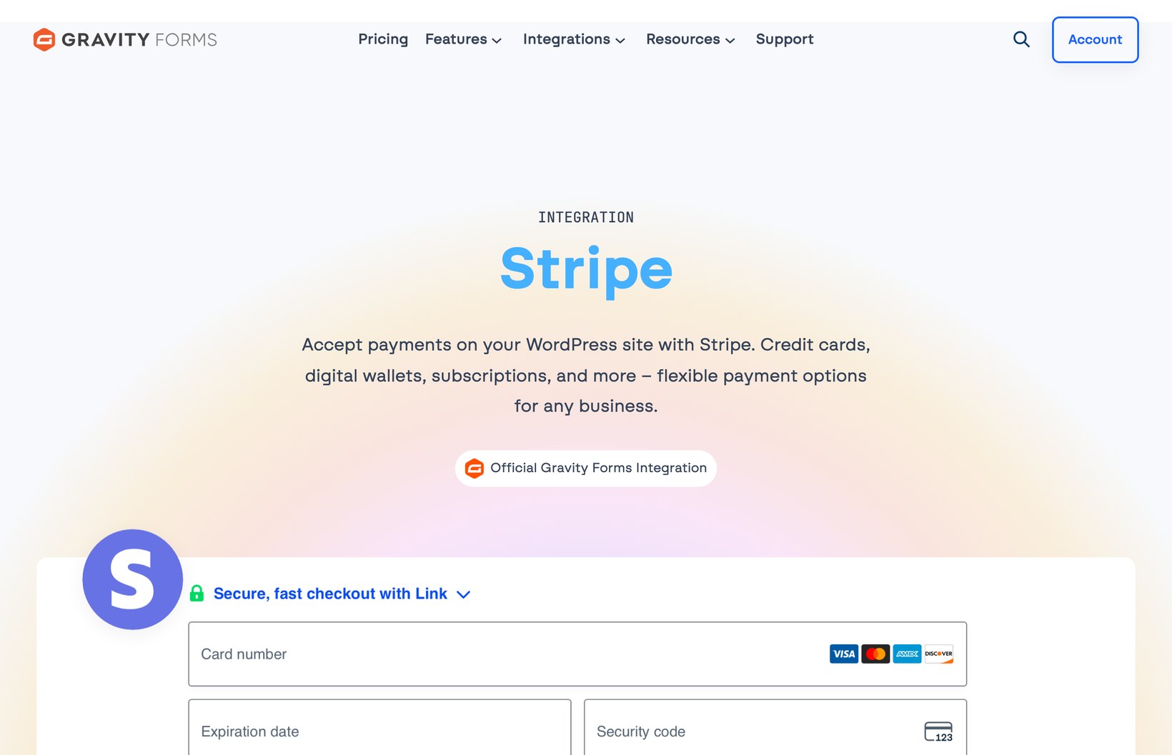 Gravity Forms Stripe payment add-on with a credit card field for taking payments