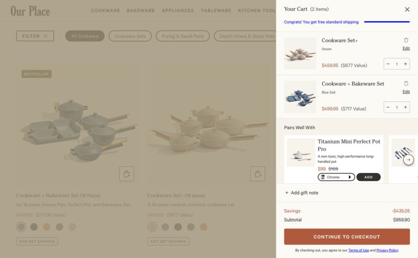 Checkout examples Our Place