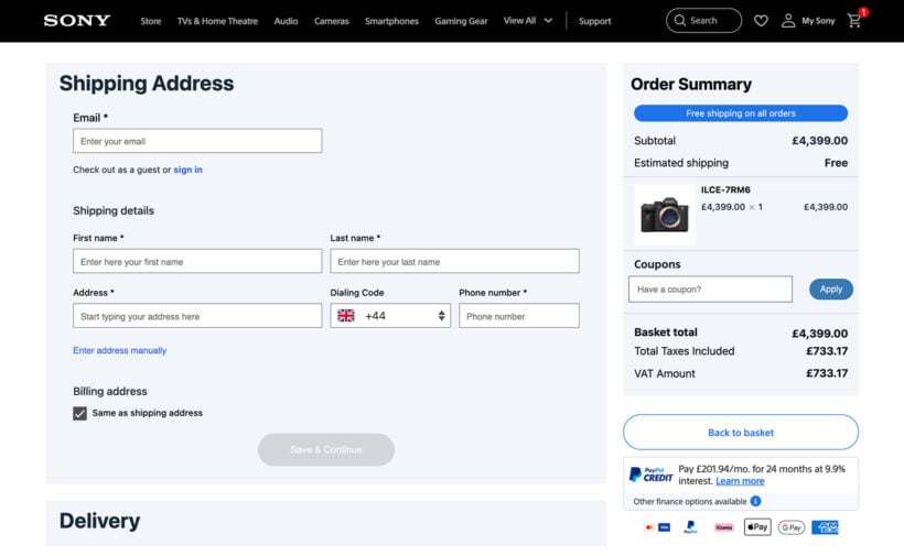 Example checkout with payment gateways